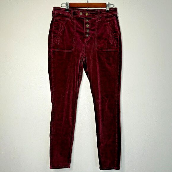American Eagle Jegging Womens Burgundy Corduroy Hi Rise Button Fly sz 10 (32X28) - Picture 1 of 13